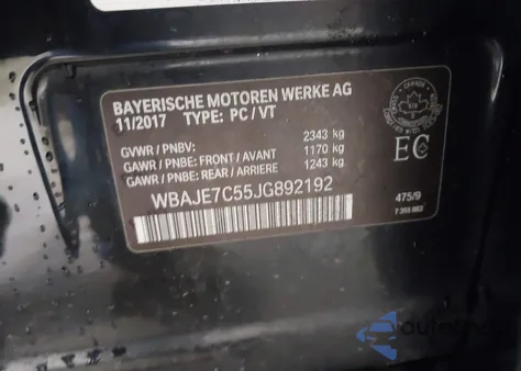 2018 BMW 540I xDrive z USA, uszkodzony, nr VIN WBAJE7C55JG892192